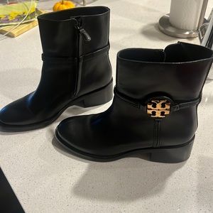 Tory Burch Miller bootie leather almost new in box  worn once beautiful black